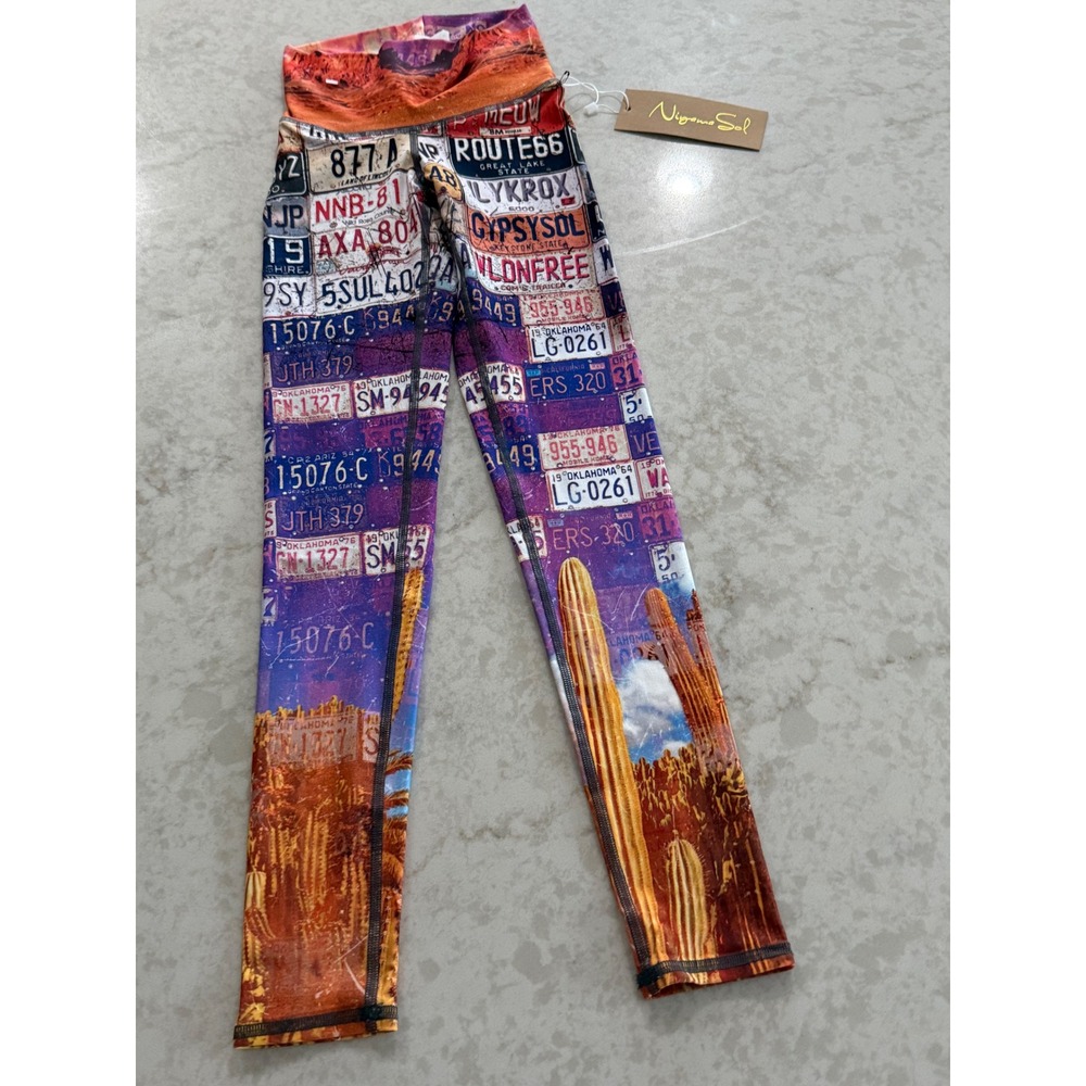 Niyama Sol Endless Leggings Zyzzx License Plate Graphic Print ankle XS New